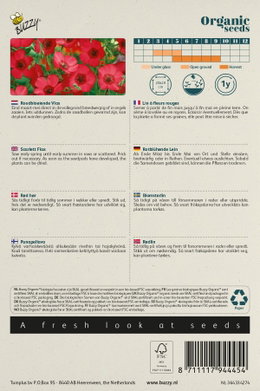 Økologiske frø til rødt hør Buzzy Organic frø til rødt blomsterhør