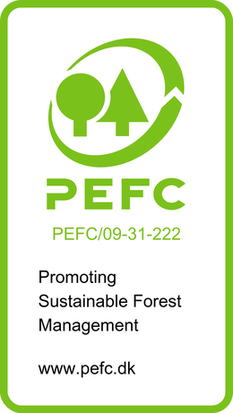 PEFC-certificeret bæredygtigt træ PEFC-logo for bæredygtigt skovbrug