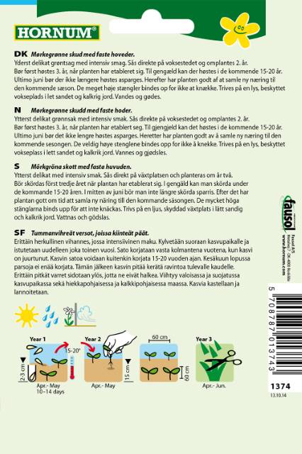 Hornum frøpose med dyrkningsvejledning på flere sprog