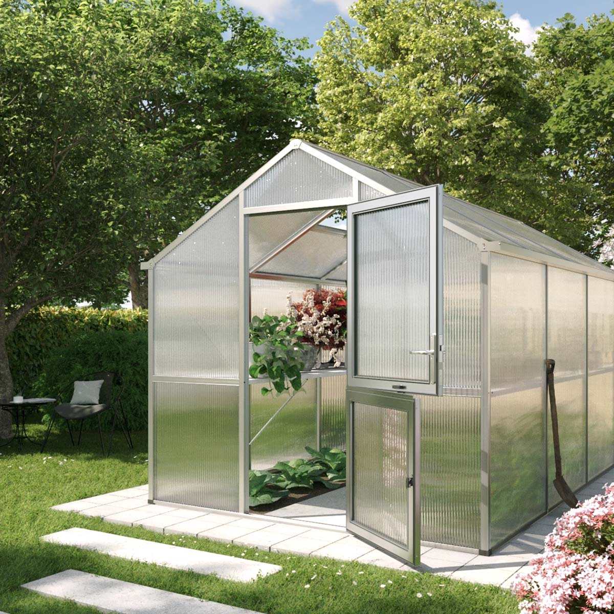 Drivhus - KGT Iris IV, blank aluminium - 10 m2