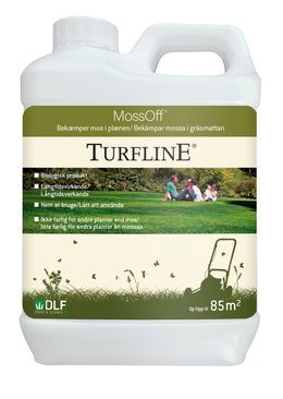 TURFLINE MossOff mosfjerner til græsplæne Dunk med TURFLINE MossOff biologisk mosfjerner