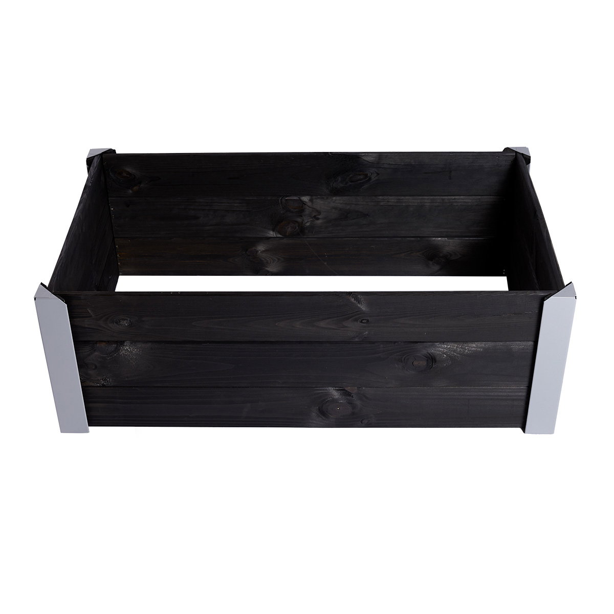 HORTUS kapilærskjuler i grundmalet sort FSC-træ med metalhjørner, 33 x 93 x 53 cm – plantekasse med kapillær vandingsfunktion til krydderurter, grøntsager og blomster