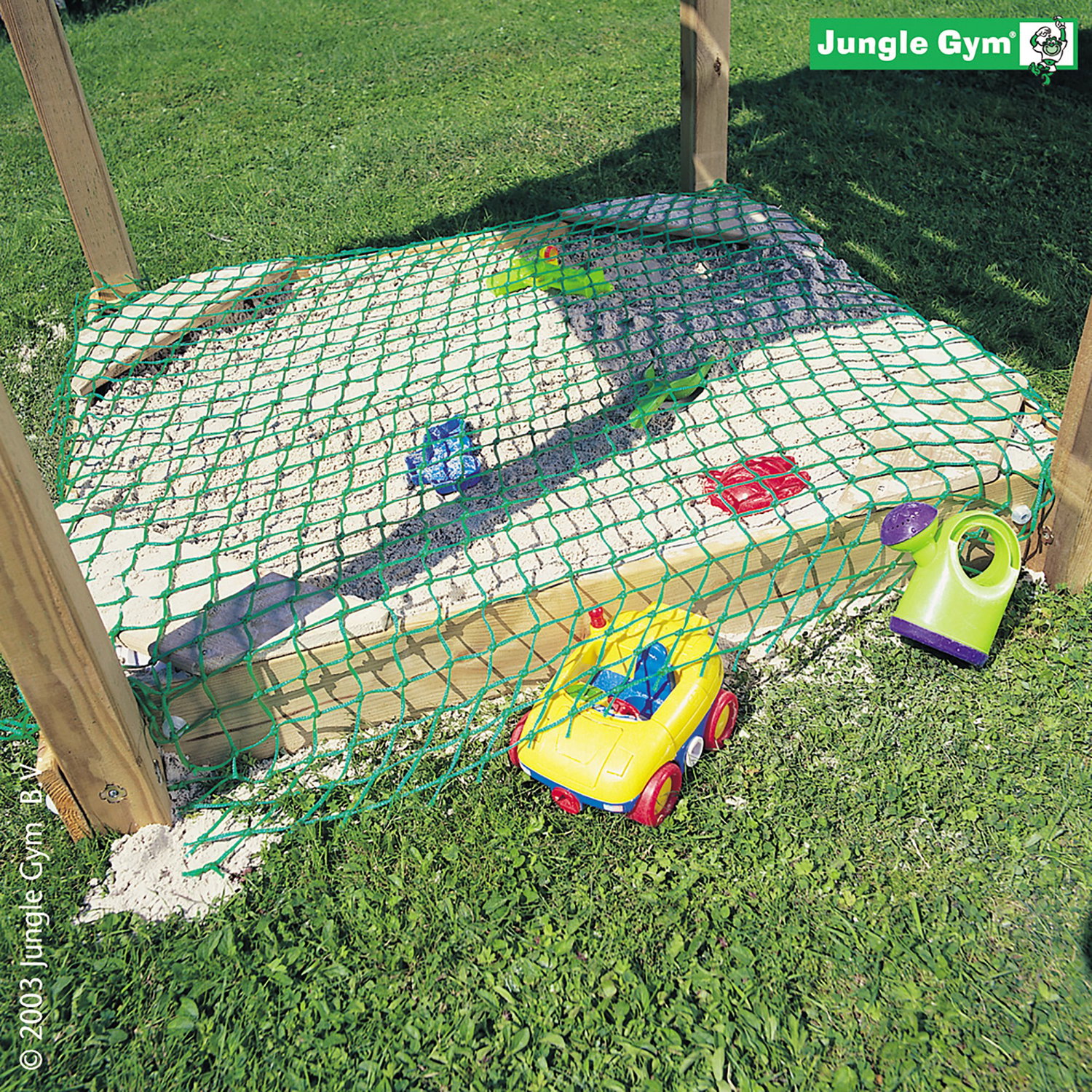 Beskyttelsesnet til sandkasse fra Jungle Gym Jungle Gym sandkasse med grønt beskyttelsesnet