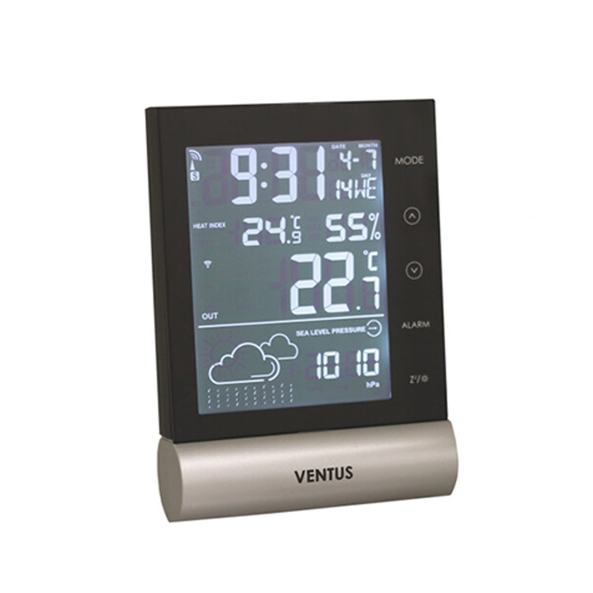 VENTUS digital vejrstation med display Sort VENTUS digital vejrstation med temperatur og ur