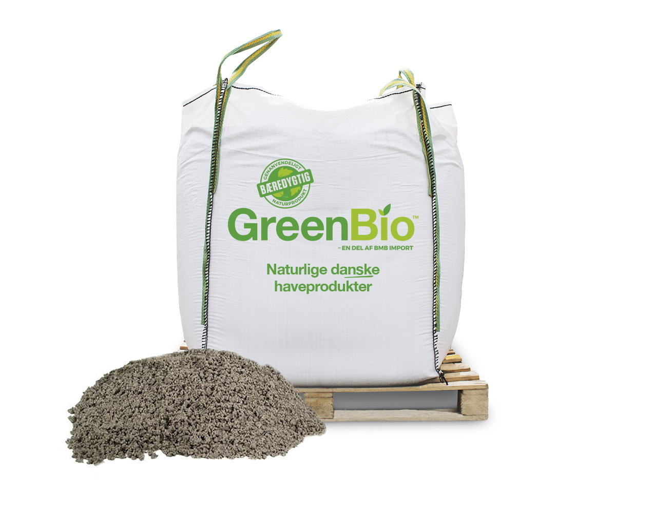 GreenBio naturmateriale i bigbag på palle GreenBio naturprodukt i stor sæk på palle