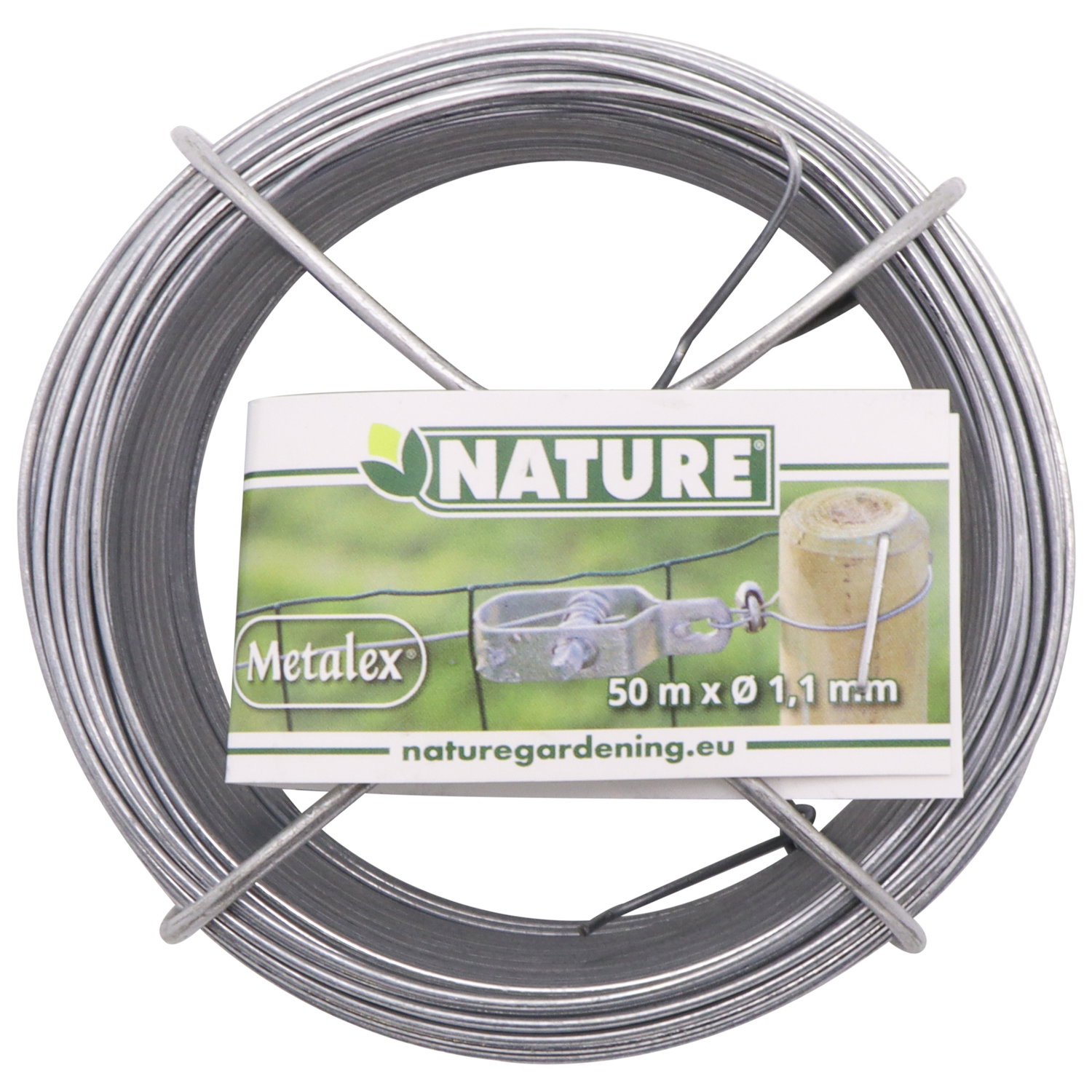 Rulle galvaniseret hegnstråd Nature Metalex Ø0,9/1,4 mm x 30 m, fleksibel tråd til montering af net, opbinding af planter og mindre haverelaterede konstruktioner, rustbeskyttet