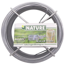 Rulle galvaniseret hegnstråd Nature Metalex Ø0,9/1,4 mm x 30 m, fleksibel tråd til montering af net, opbinding af planter og mindre haverelaterede konstruktioner, rustbeskyttet