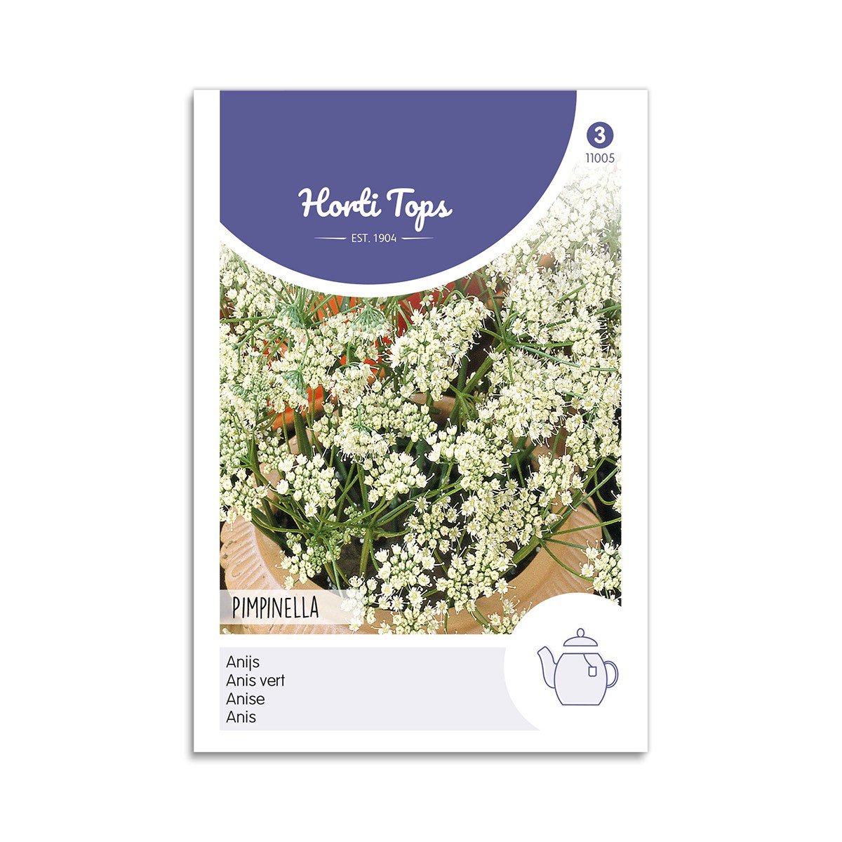 Frøpose med hvide anisblomster Pimpinella