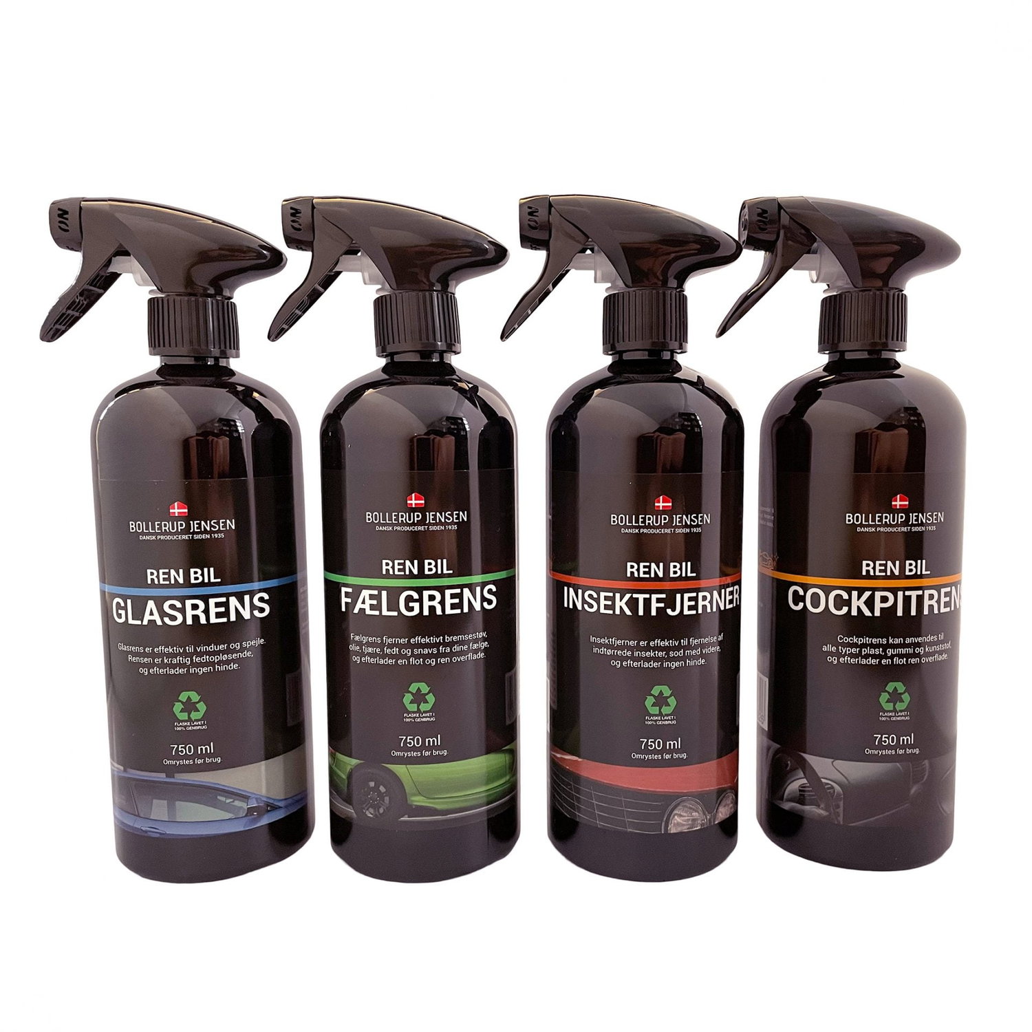 Bollerup Jensen bilplejesæt 4x750 ml Bollerup Jensen sæt med 4 bilpleje sprays