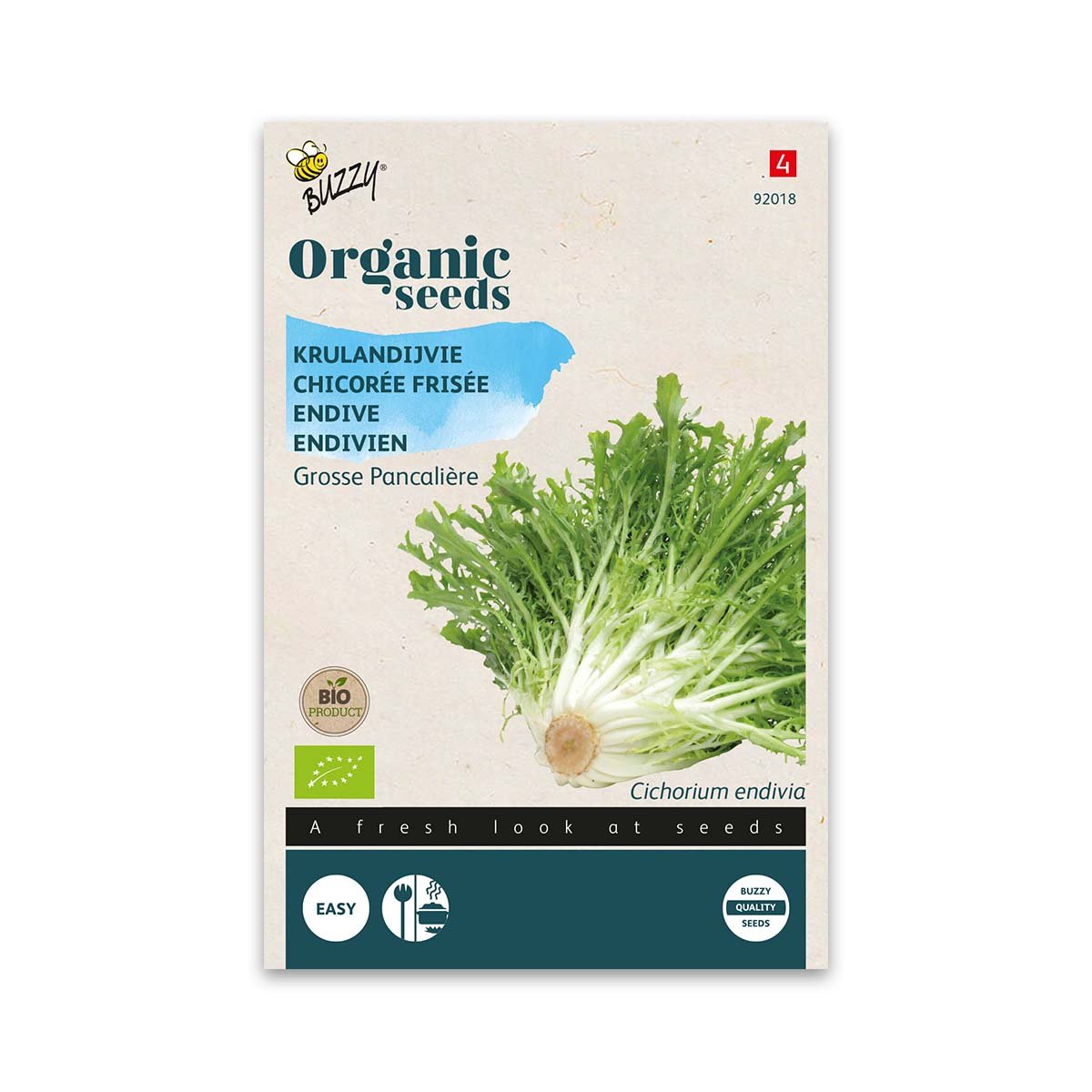Økologiske frisésalatfrø Grosse Pancalière Frøpose med økologiske endive frisésalatfrø
