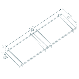 Sengestel 301x94x14 cm – teknisk tegning Teknisk tegning af sengestel 301x94x14 cm