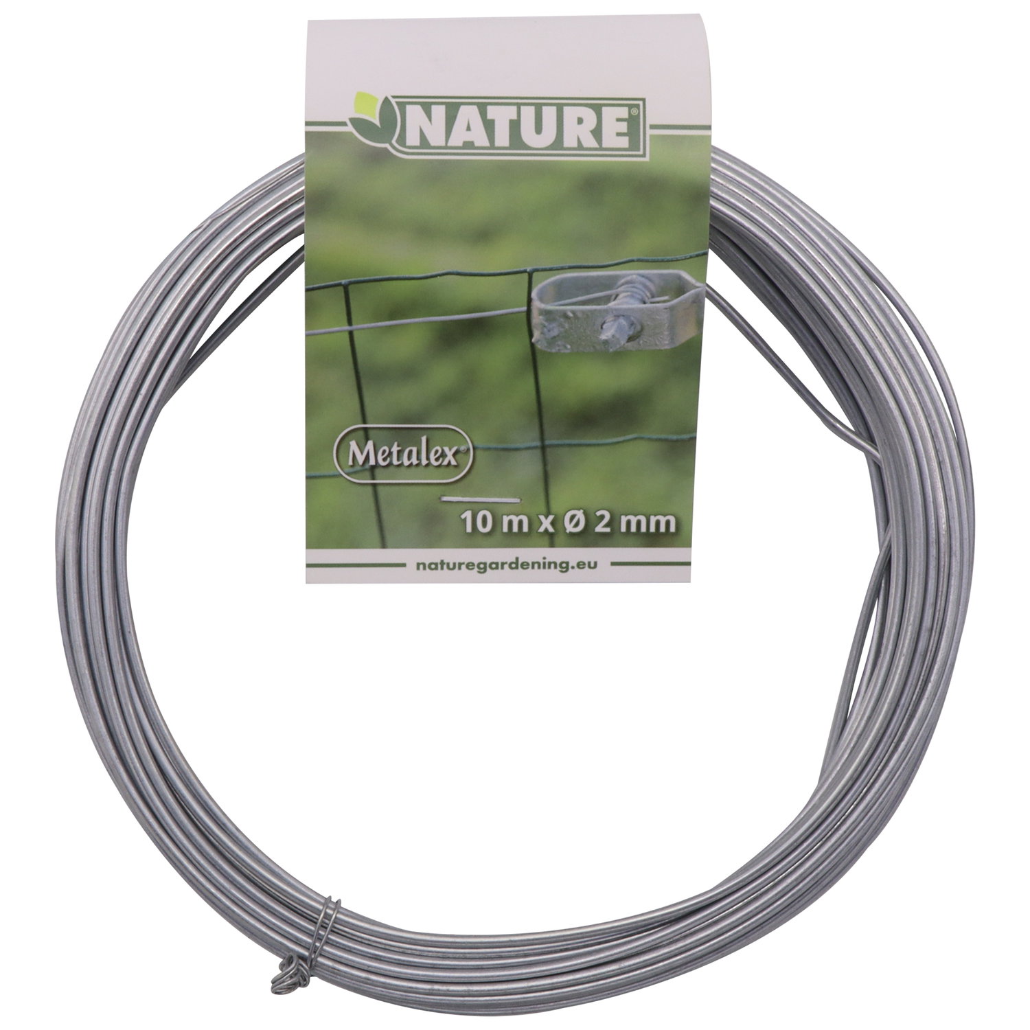 Galvaniseret hegnstråd Nature Metalex, Ø 2 mm x 10 m - rund rulle af galvaniseret stål til hegn, trådnet, reparationer og udendørs brug