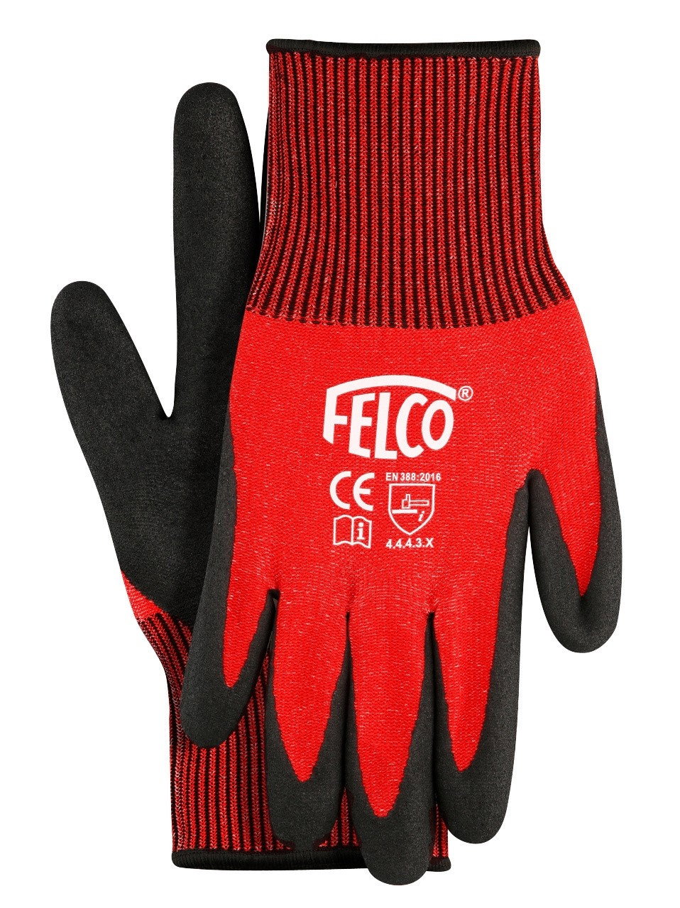Røde og sorte FELCO arbejds- og beskyttelseshandsker