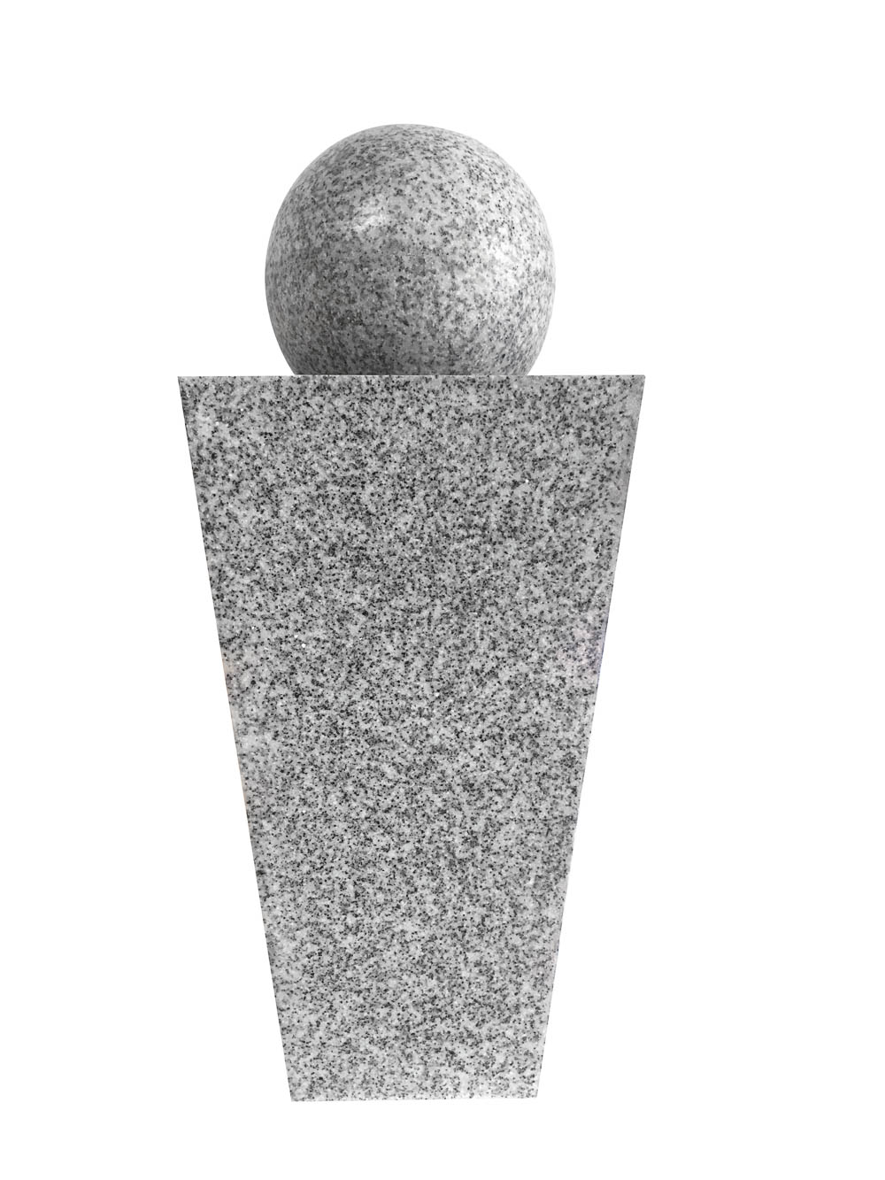 Modern grå granit skulptur med kugle på sokkel