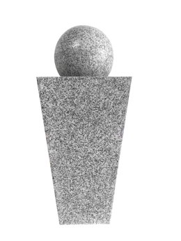 Grå granit havefigur med kugle Modern grå granit skulptur med kugle på sokkel