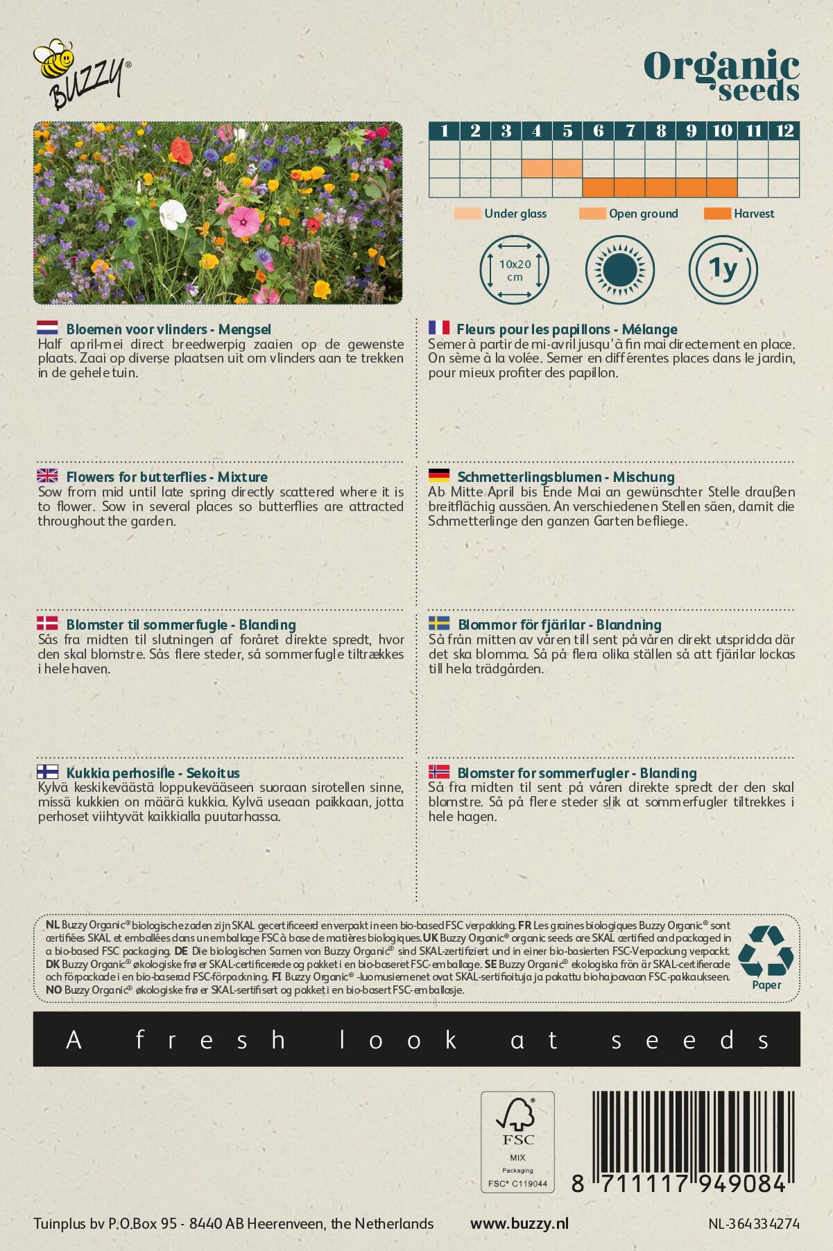 Buzzy økologisk frøblanding af blomster for sommerfugle