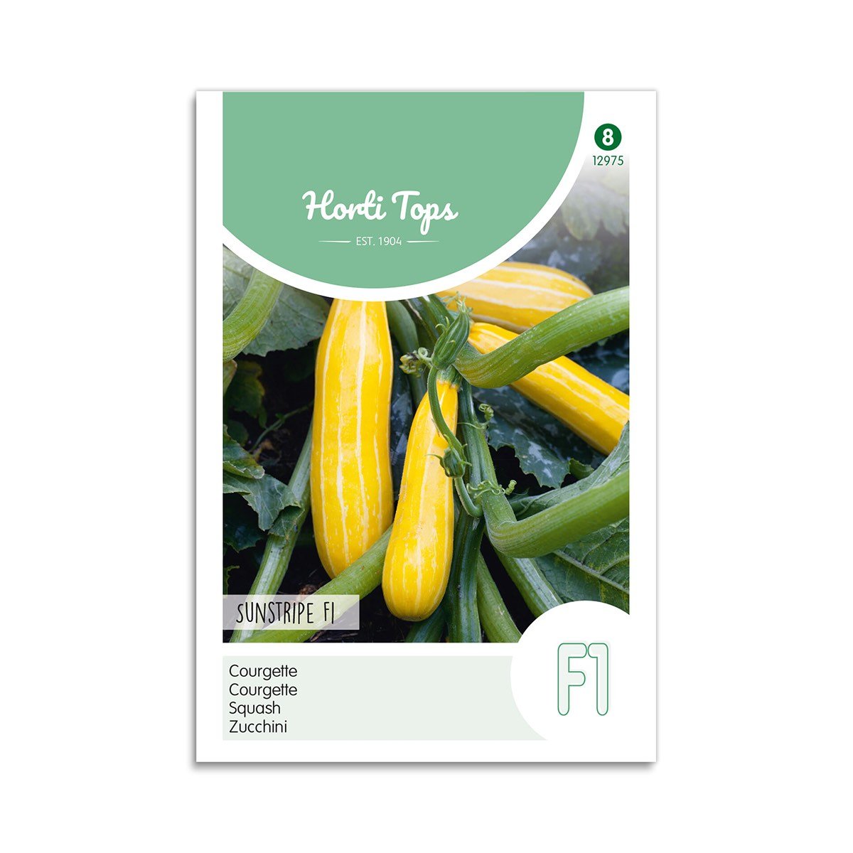 Horti Tops Sunstripe F1 squashfrø Frøpose med gule Sunstripe F1 squash