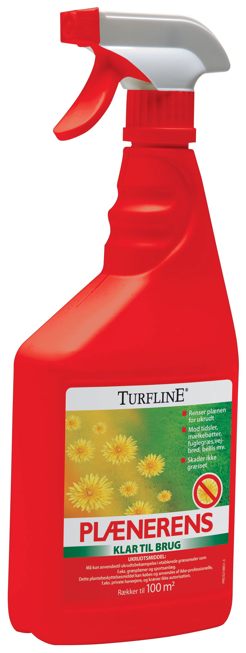Turfline plænerens ukrudtsmiddel spray Rød Turfline plænerens spray mod ukrudt på græsplæner