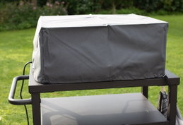 Vandtæt grå grillovertræk til havebord Rektangulært gråt grillovertræk på udendørsbord