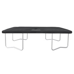 Rektangulær trampolin med sort springmåtte Rektangulær trampolin med sort måtte og hvid ramme