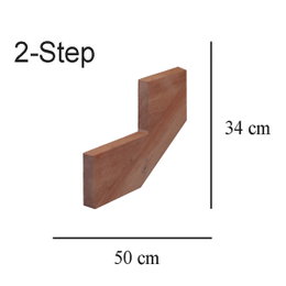 Trappevange 2-trin brunimprægneret HORTUS – 42 mm trykimprægneret fyrretræ, 25 cm trindybde, 17 cm trinhøjde Billede af HORTUS 2-trins trappevange i brun trykimprægneret fyrretræ (42 mm). Trindybde 25 cm, trinhøjde 17 cm, stigning ca. 34°, egnet til udendørs brug. Anbefalet spænd mellem vanger 60 cm.