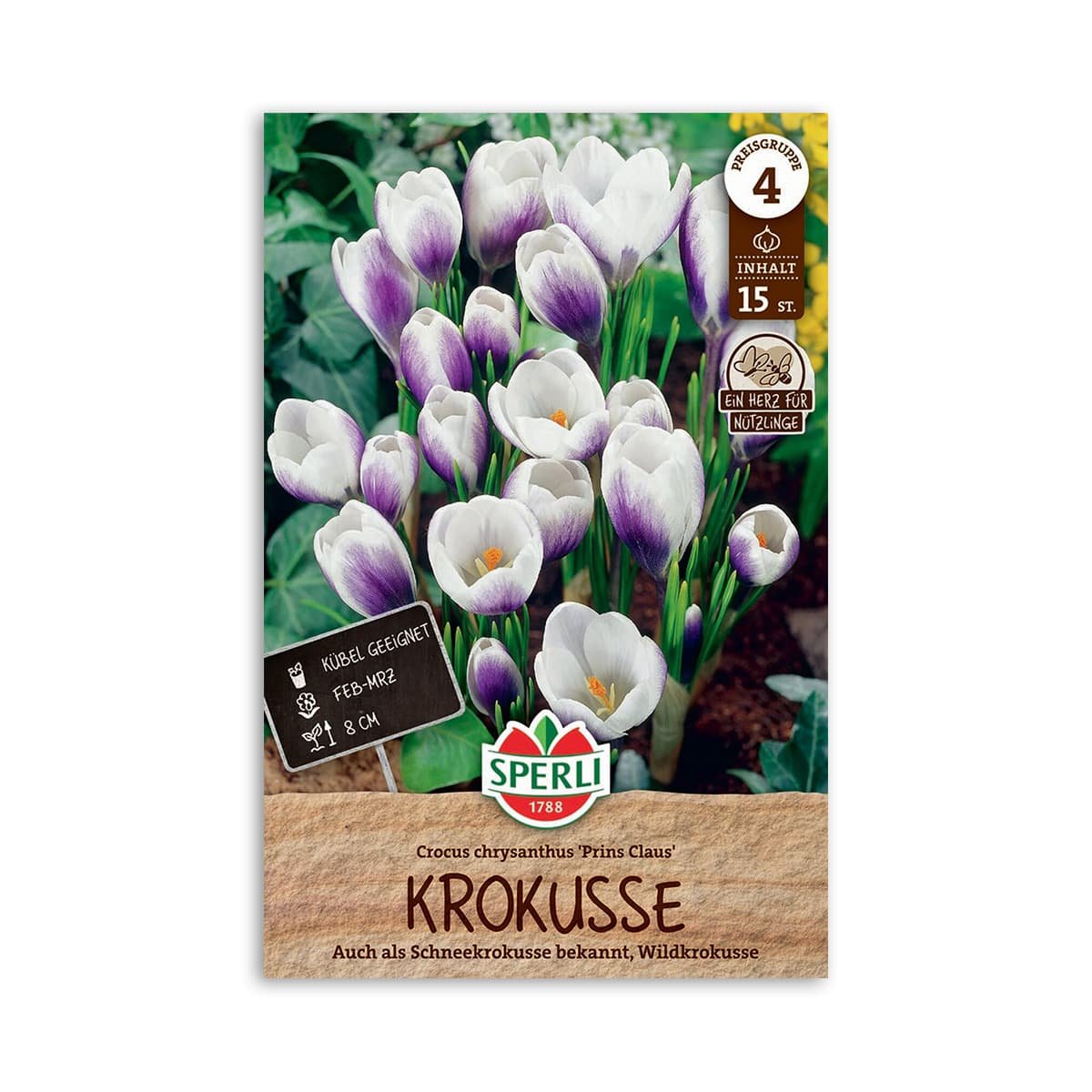 Pose med hvide og lilla krokus ‘Prins Claus’ frø