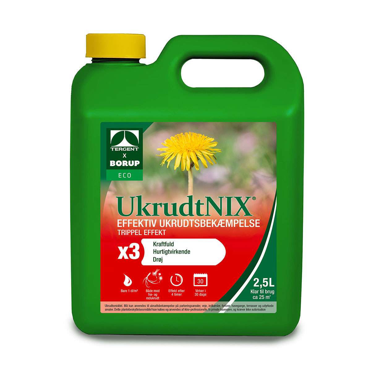 Grøn dunk med UkrudtNIX ukrudtsbekæmpelse 2,5 liter