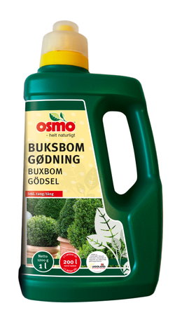 Osmo buksbomgødning flydende 1 l Grøn dunk med Osmo flydende buksbomgødning 1 liter
