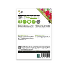 Buzzy Sweet Pea frø Calorama blanding Bagside af Buzzy Sweet Pea Calorama frøpose