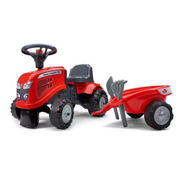 Massey Ferguson legetraktor med trillebør Rød Massey Ferguson pedaltraktor med trillebør