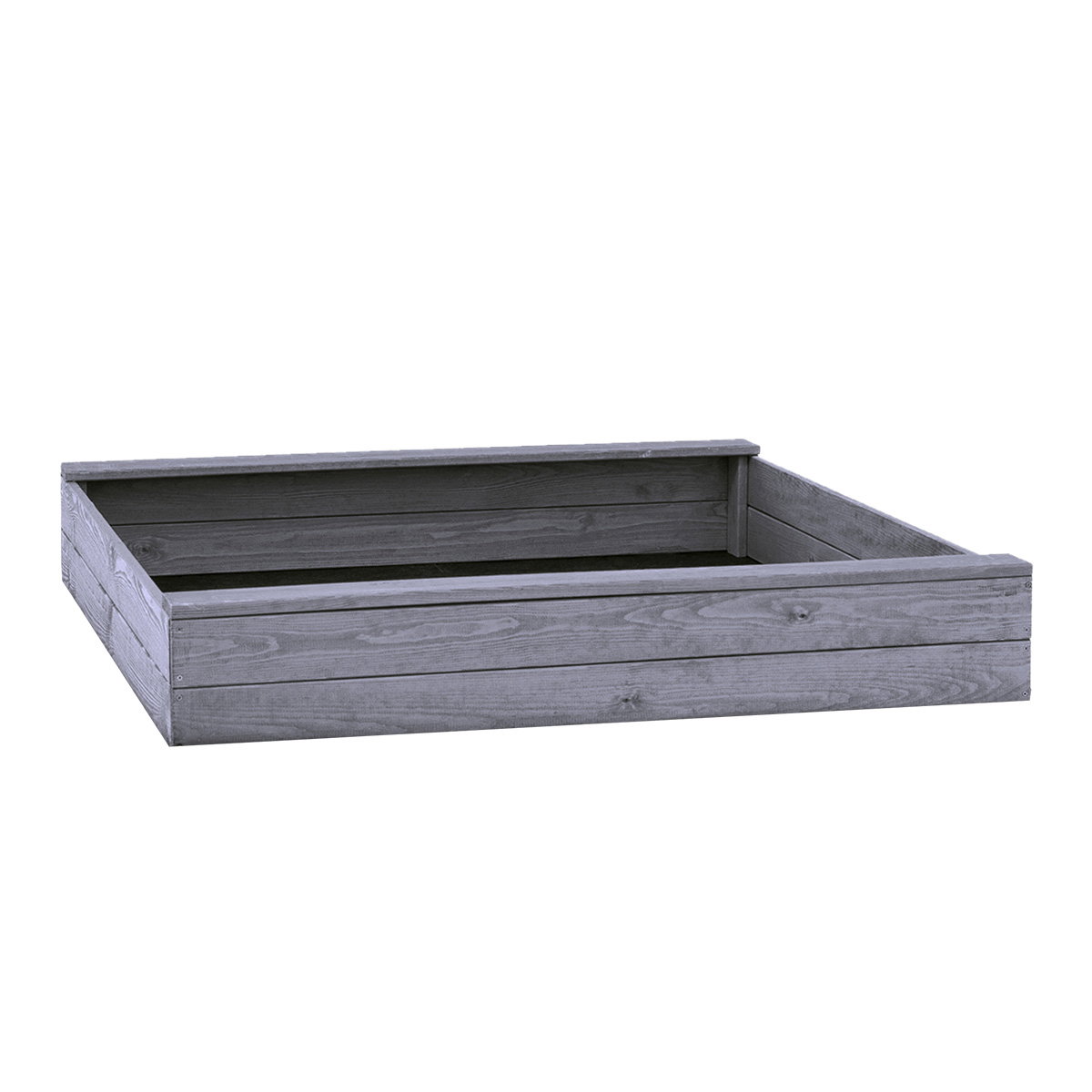 Sandkasse slim 120 x 120 cm i grå, grundmalet fyrretræ (PEFC) fra NORDIC PLAY Active - pladsbesparende kvadratisk sandkasse til haven