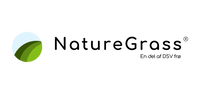 Grønt landskabslogo i cirkel med buede lag og blå himmel Logo: cirkel med grønlige buede landskabslag og lys blå himmel
