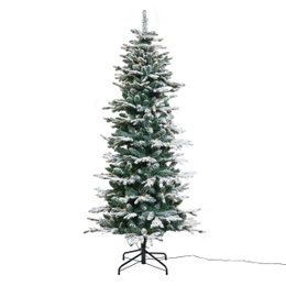 Smal kunstig juletræ med sne og LED-lys Smal kunstig juletræ med sneeffekt og varme LED-lys