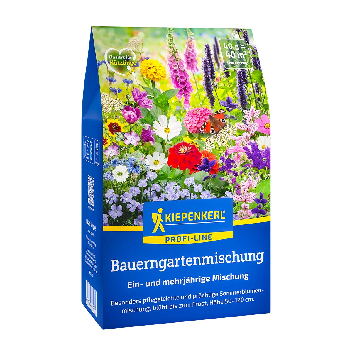Kiepenkerl frøpakke: Blomsterblanding Bondegårdsidyl til 40 m² med farverige ét- og flerårige sommerblomster i gule, rosa, lilla, hvide og røde nuancer