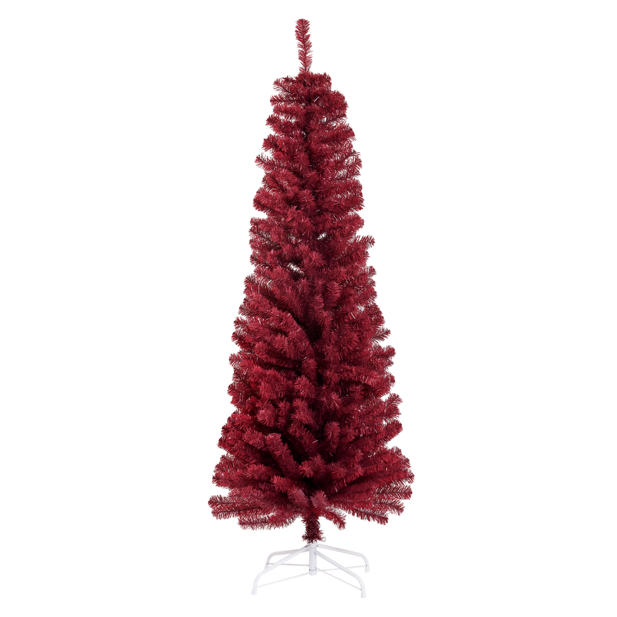 Kunstigt juletræ i mørkerød, model "BLING" - 180 x 68 cm