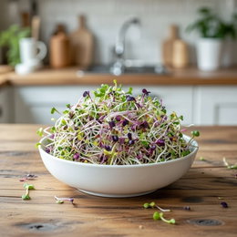 Økologisk spicy salatmix spirerfrø 250 g – Buzzy: radise, rucola, broccoli & bukkehornsfrø Skål med økologiske spicy salatmix-spirer (radise, rucola, broccoli og bukkehornsfrø) klar til brug som smagfuld topping i salater, sandwich eller tacos – 250 g fra Buzzy