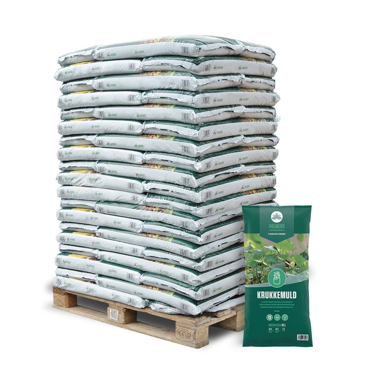 Palle med Holmebo krukkemuld 40 L plantesække