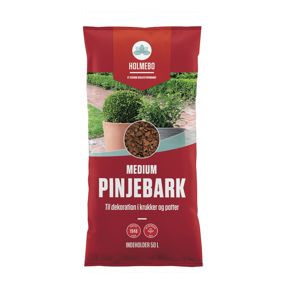 Holmebo medium pinjebark 50 liter Sæk med Holmebo medium pinjebark 50 L til krukker
