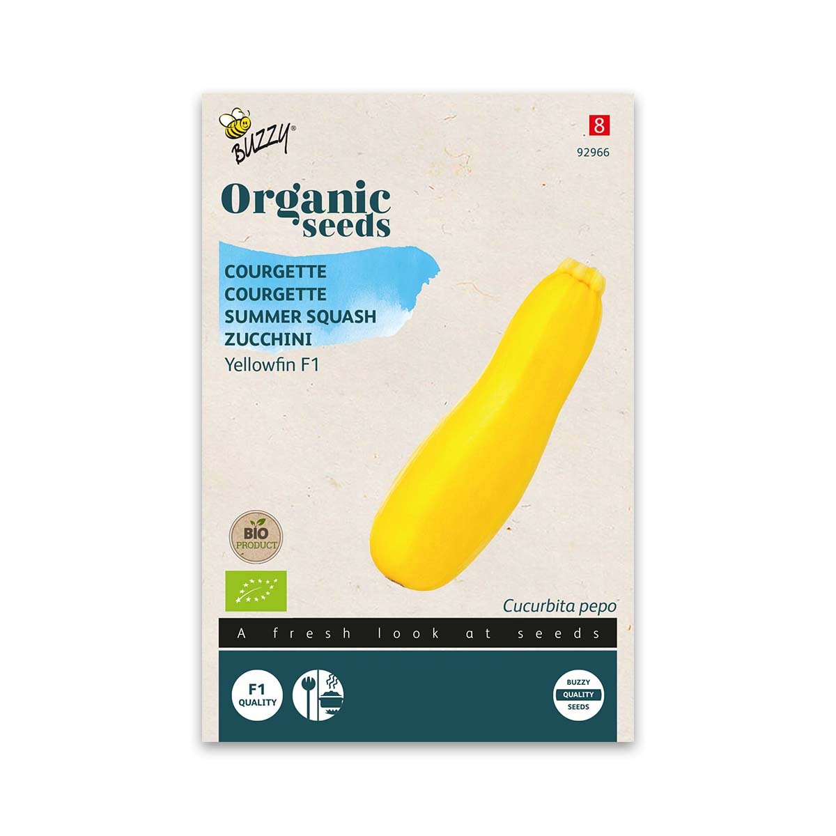 Øko frø til gul squash Yellowfin F1 Frøpose med økologisk gul squash Yellowfin F1