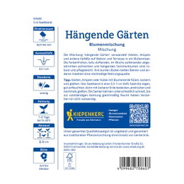 Kiepenkerl Altan Blomsterblanding - 5 m såbånd til altan, krukker og ampler Produktbillede af Kiepenkerl Altan Blomsterblanding, 5 m såbånd til nem såning på altan og terrasse; farverige opretvoksende og hængende sommerblomster til altankasser, ampler og krukker, blomstrer juni–oktober