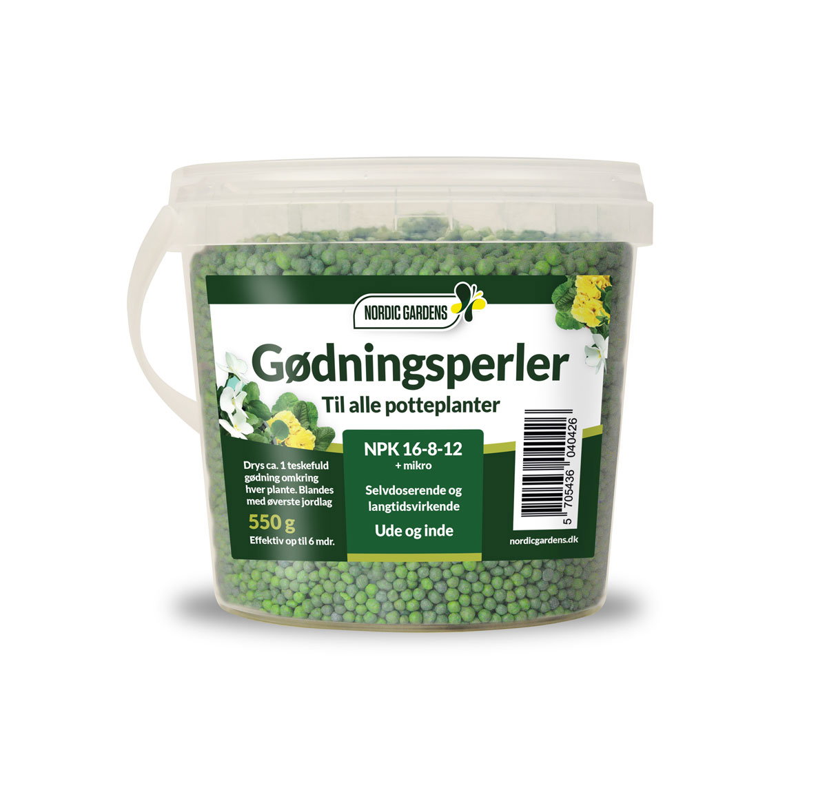 Nordic Gardens gødningsperler til potteplanter Spand med Nordic Gardens gødningsperler 550 g