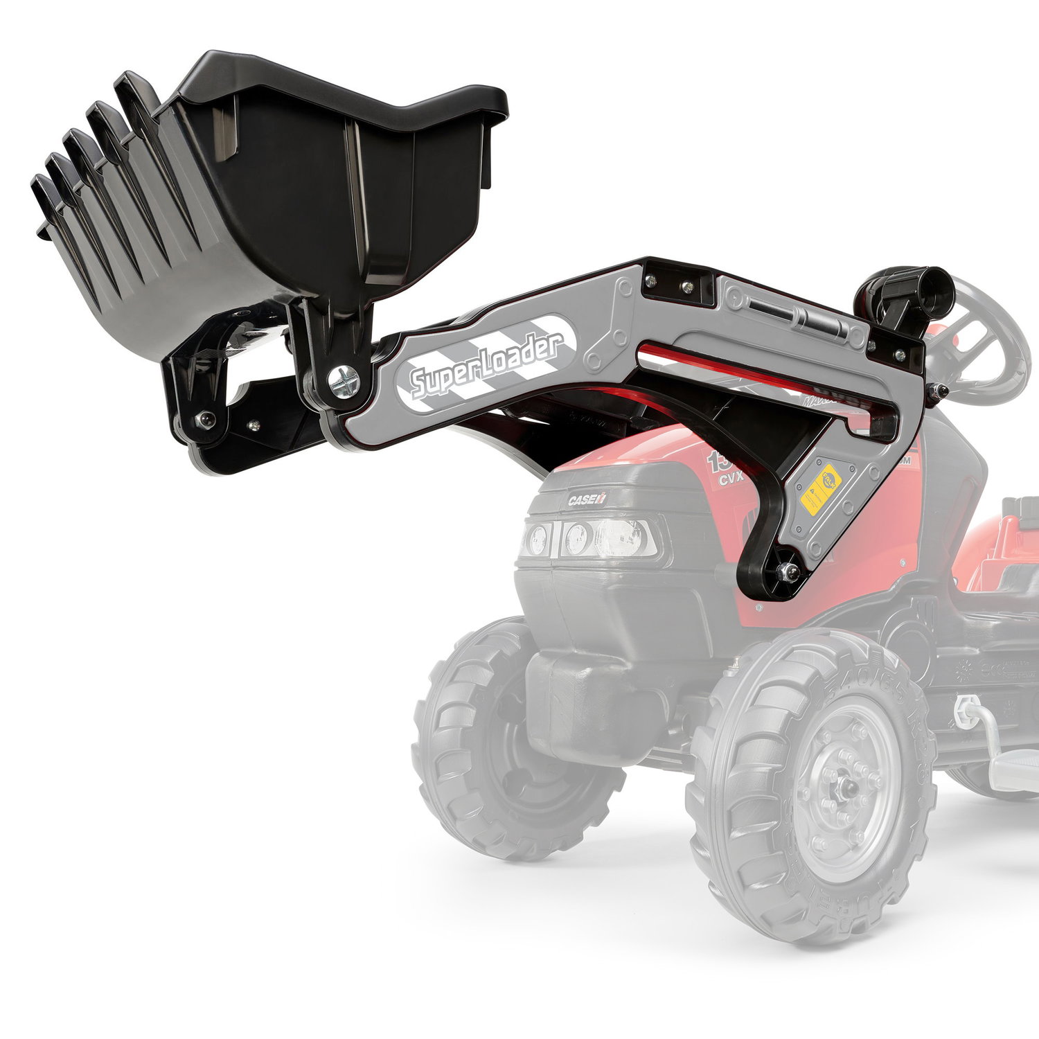 SuperLoader frontlæsser til pedaltraktor Sort SuperLoader frontlæsser til rød pedaltraktor