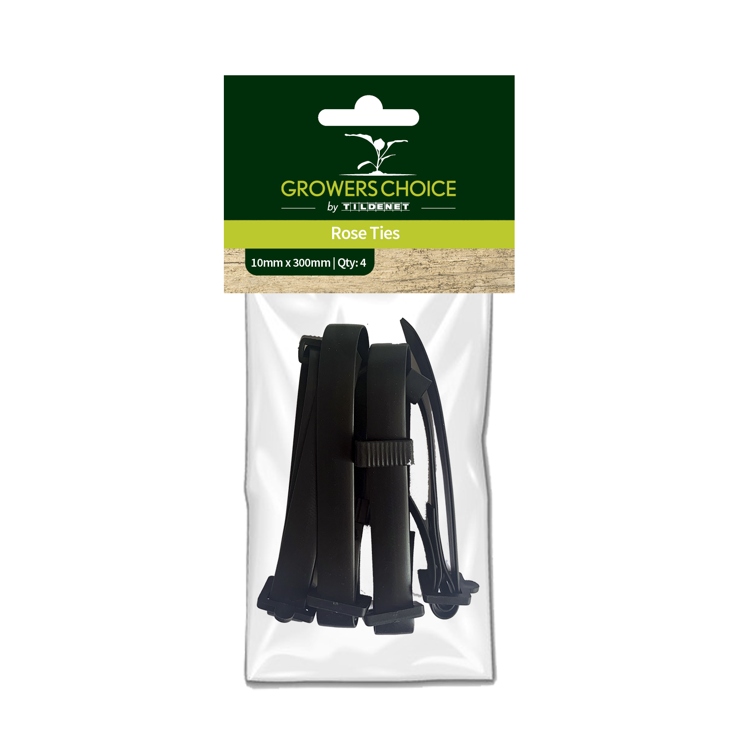 Pakke med 4 sorte Growers Choice rosebånd