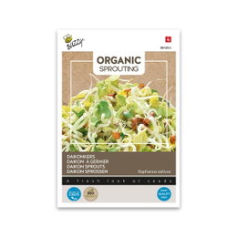 Økologiske daikon spirer frø Frøpose med økologiske daikon spirer