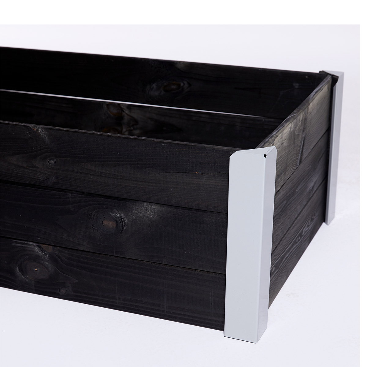 Kapilærskjuler fra HORTUS i sort grundmalet FSC-træ med metalhjørner, 33 x 93 x 53 cm – plantekasse med kapillært vandingssystem til krydderurter, planter og grøntsager