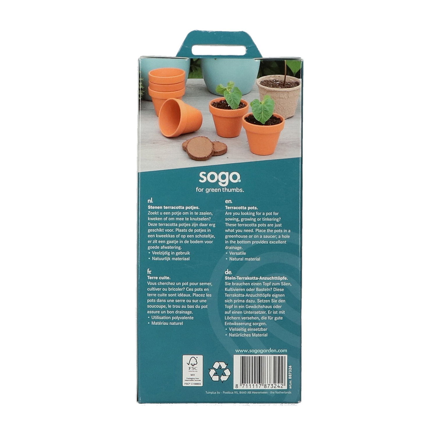Soga terrakotta potter til forspiring Pakke med Soga terrakotta planteskjulere