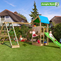 Jungle Gym legetårn med rutsjebane og gynger Børn leger på Jungle Gym legetårn med rutsjebane