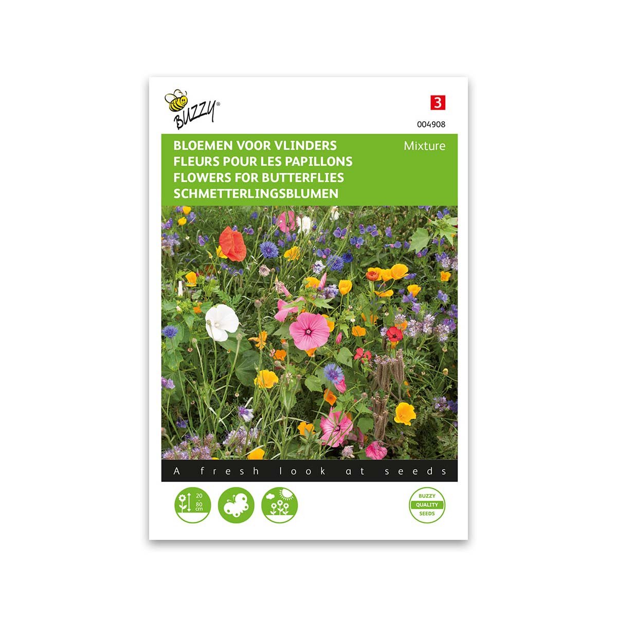 Frøpose med farverige blomster til sommerfugle