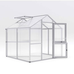 Drivhus i aluminium med polycarbonatplader Fritstående aluminium drivhus med dør og vindue