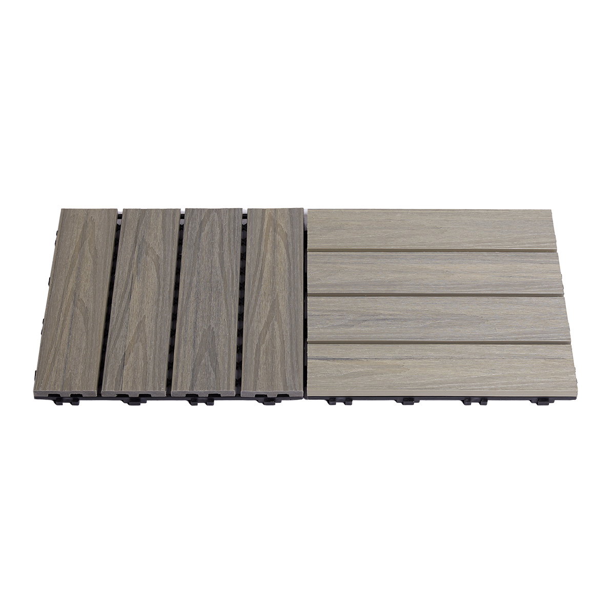 Terrasseflise komposit 30 x 30 cm 4-pak, drivtømmer - HORTUS | Lysgrå, vejrbestandig, vedligeholdelsesfri HORTUS komposit terrasseflise 30x30 cm 4-pak i lysgrå drivtømmer-look, vejrbestandig og slidstærk med autentisk træstruktur, perfekt til terrasse, altan og udendørsarealer